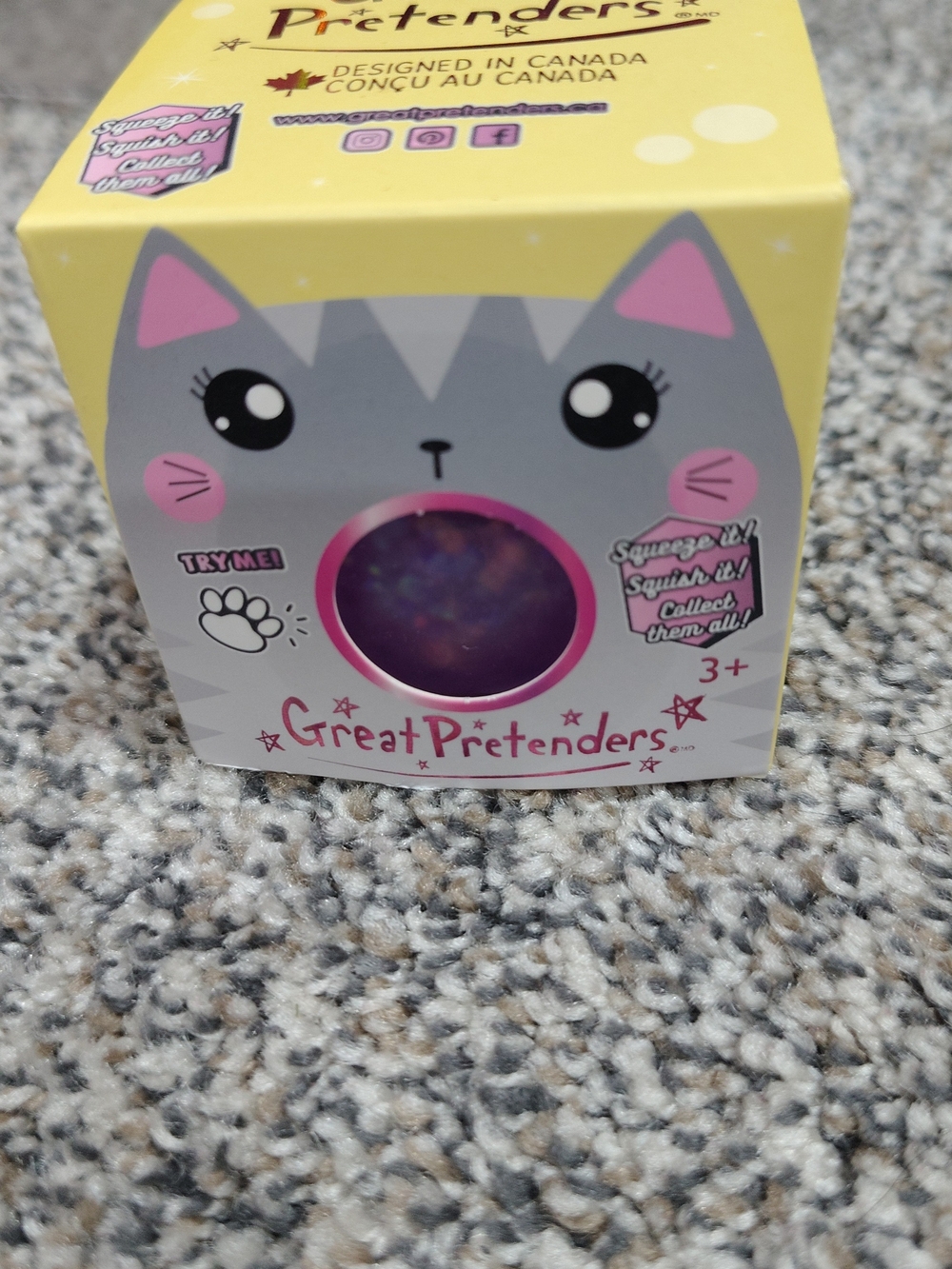 Great Pretenders Cat Squishy Sensory Toy - Yellow & Gray